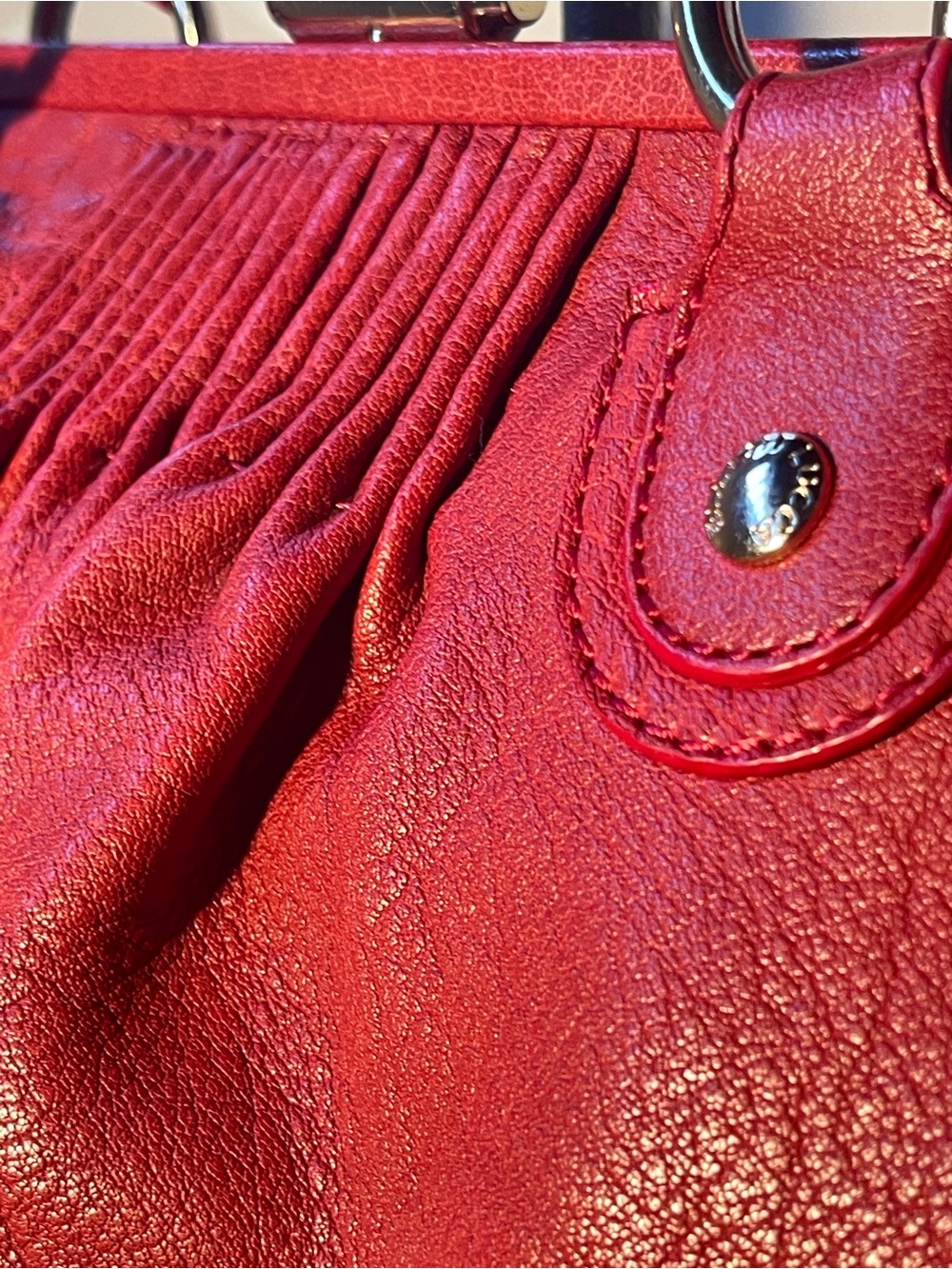 Vintage Elliott Lucca Red Leather Satchel Top Handle Shoulder Bag - Picture 11 of 14